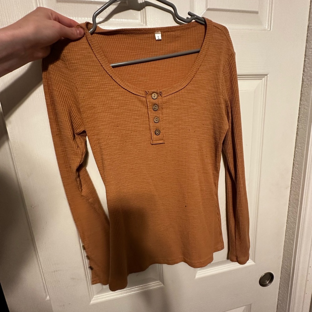 Amazon Brown Fitted Buttoned Blouse
